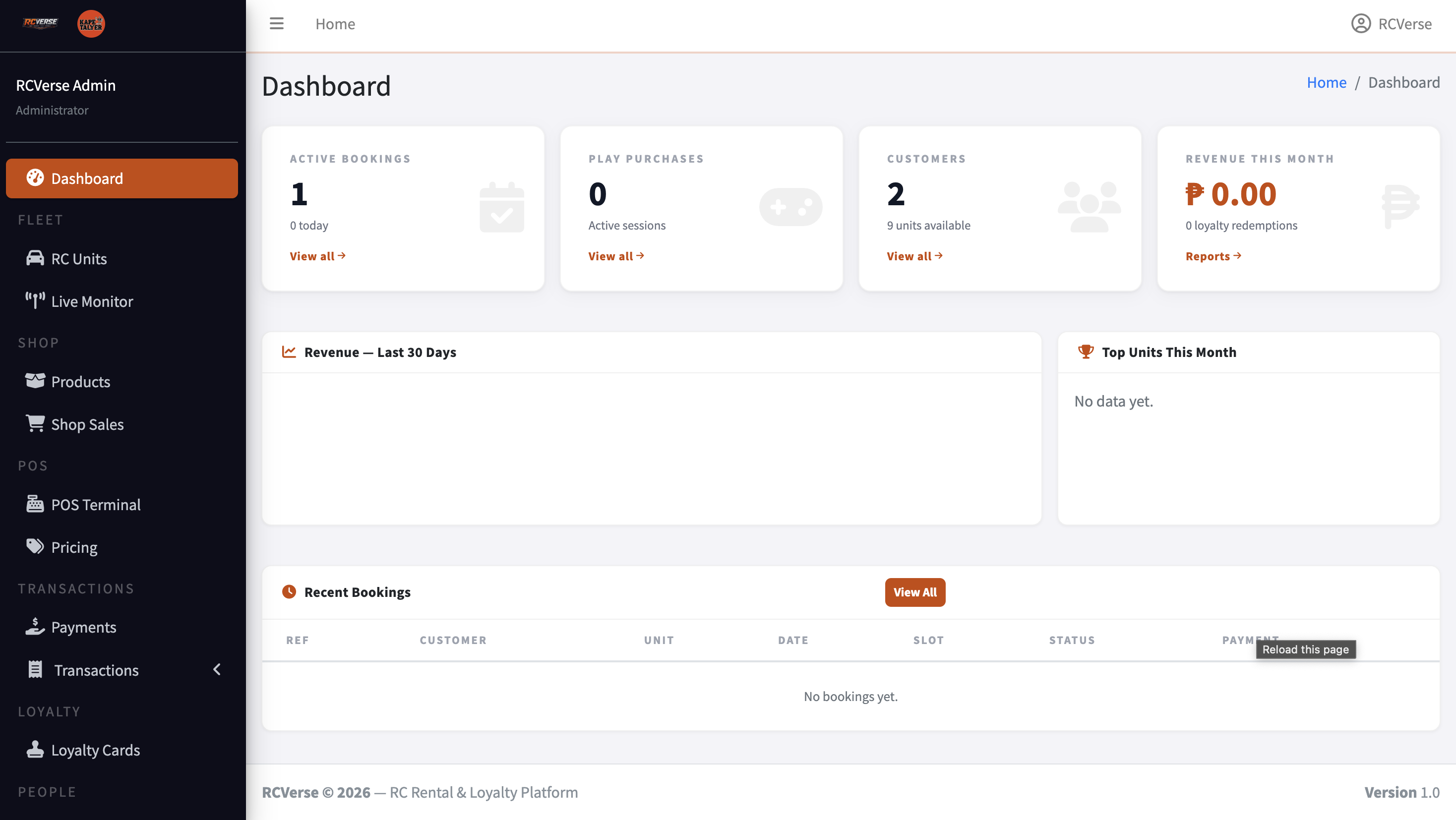 RCVerse Dashboard