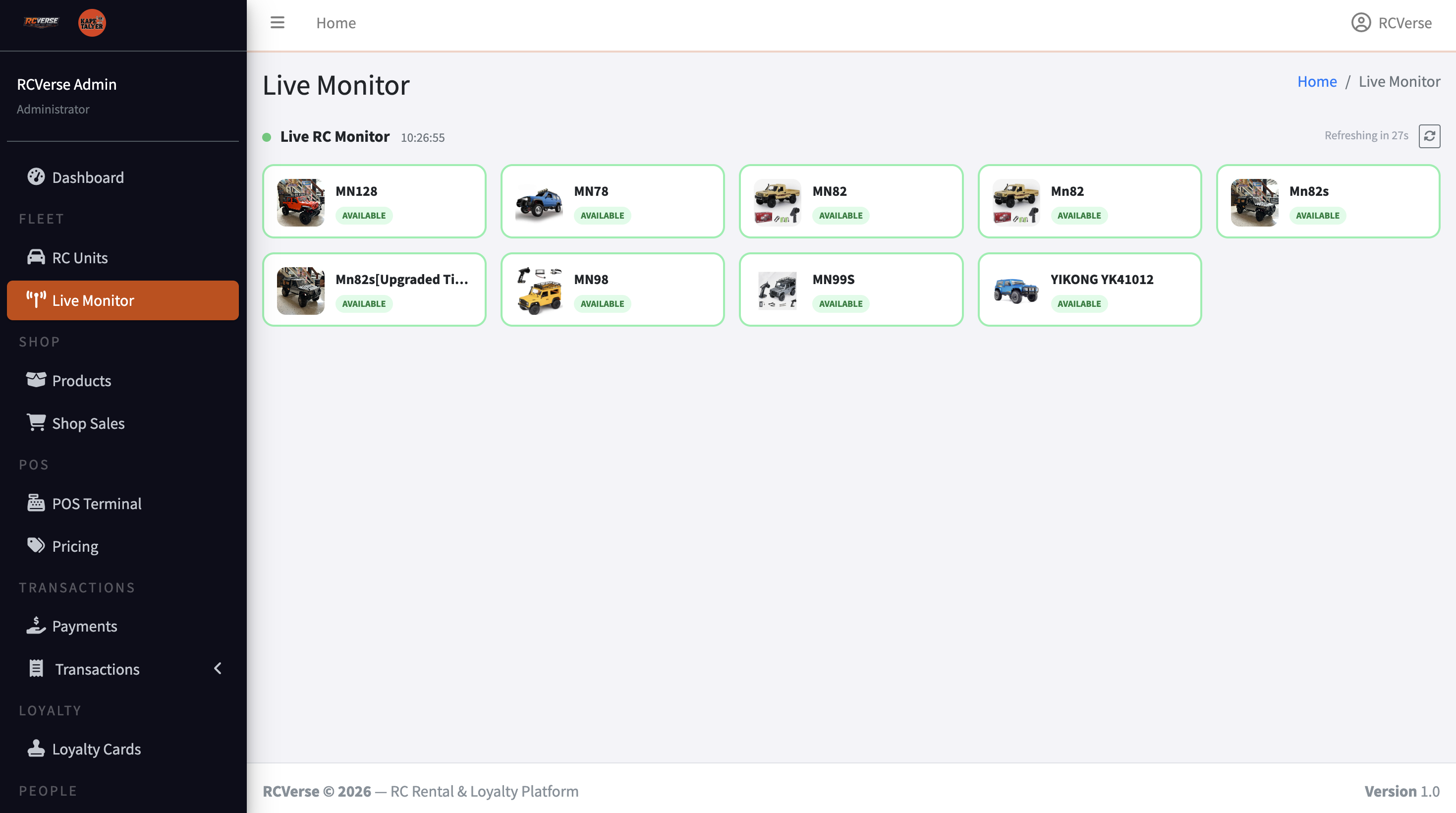 RCVerse Live Monitor